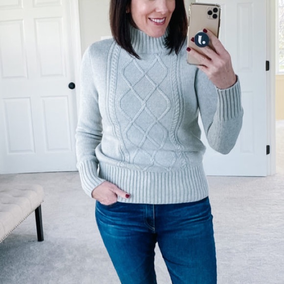 ✨ HOST PICK ✨ J. Crew Light Blue Cable Knit Mockneck Sweater - S - Picture 2 of 3